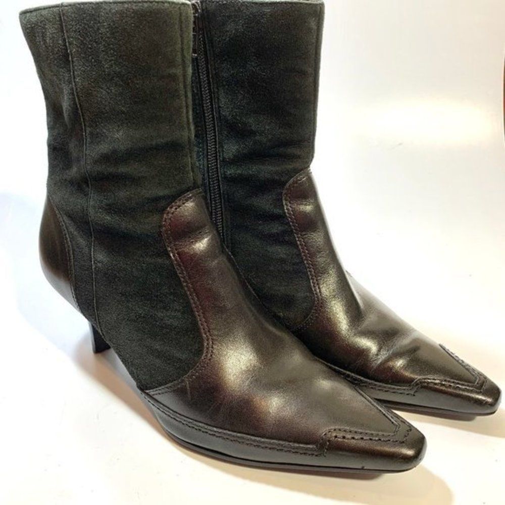 Audrey Brooke Leather & Suede-like‎ Heeled Boot